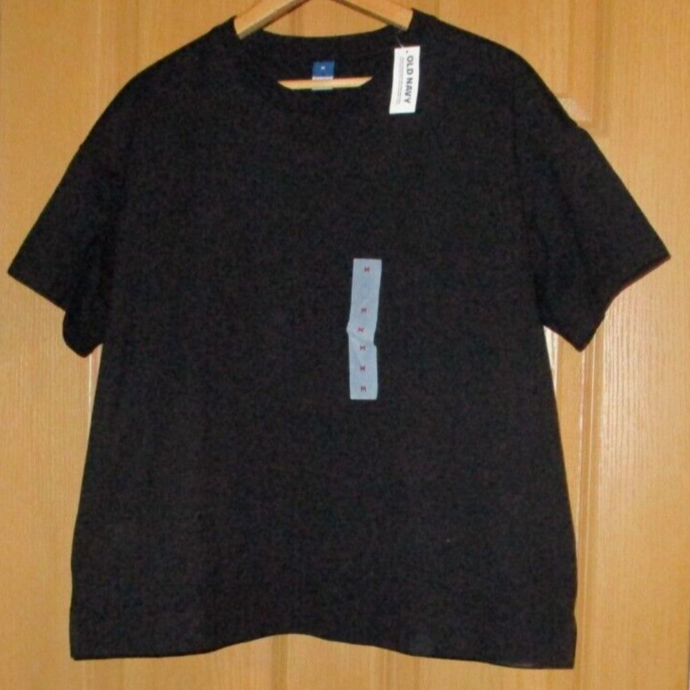 Black T-Shirt Crew Neck Tee Side Vents Oversize M Short Sleeve NWT Old Navy